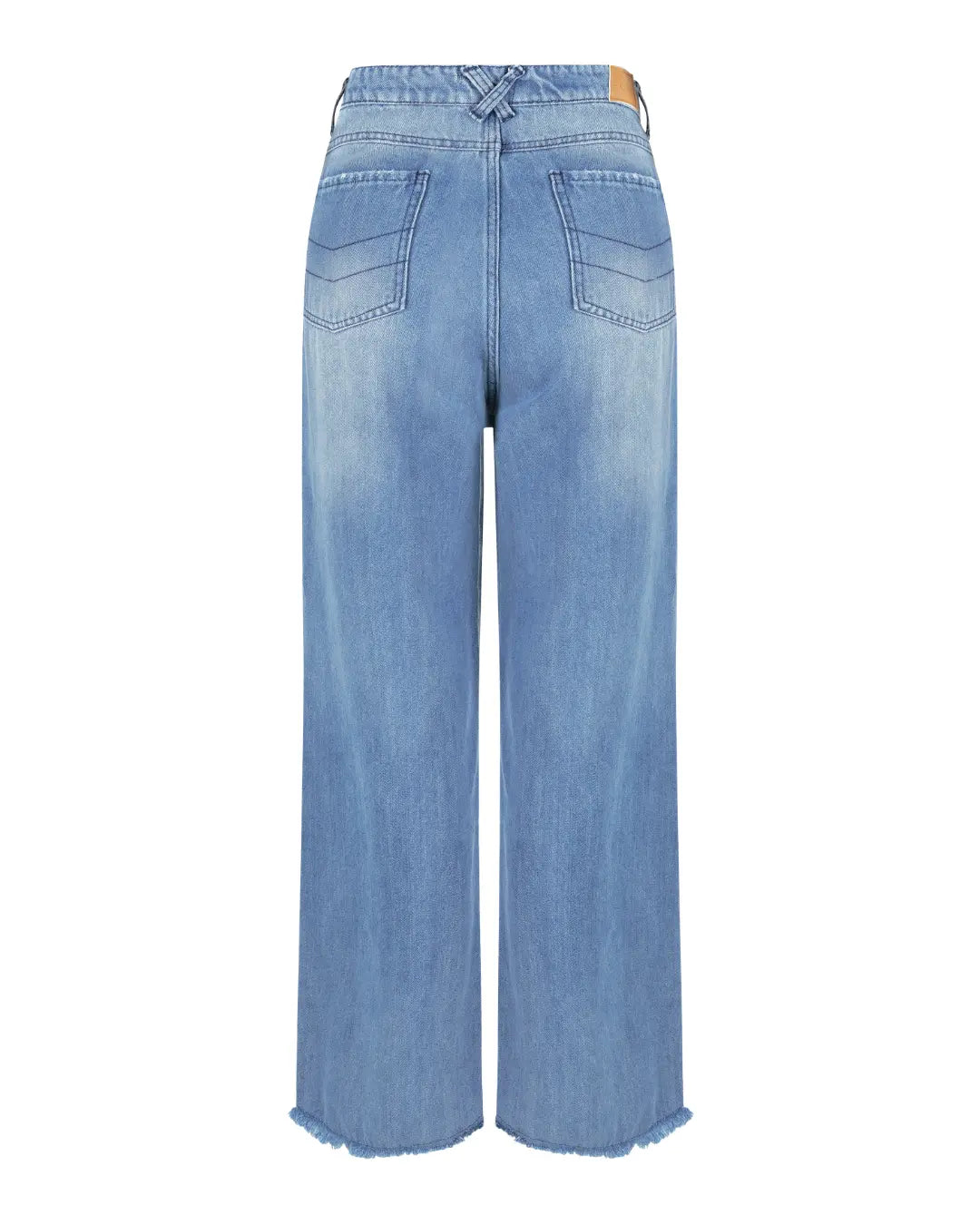 Calça Jeans Pantalona com Barra Desfiada