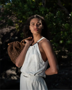 Blusa linho metal colar Cacimbas Off White