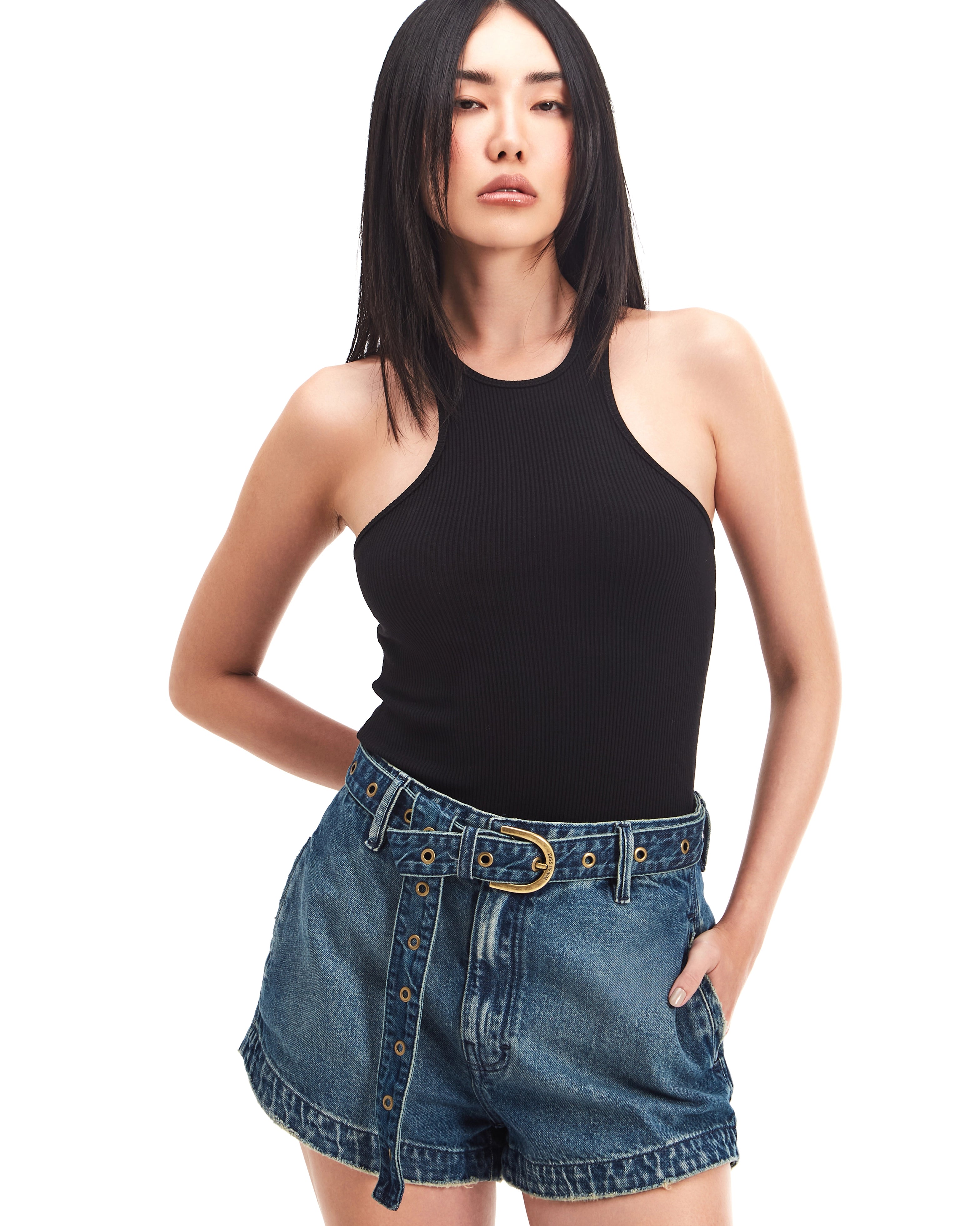 C03BOER03 - Short High Waist Cinto Vintage Blue Denim