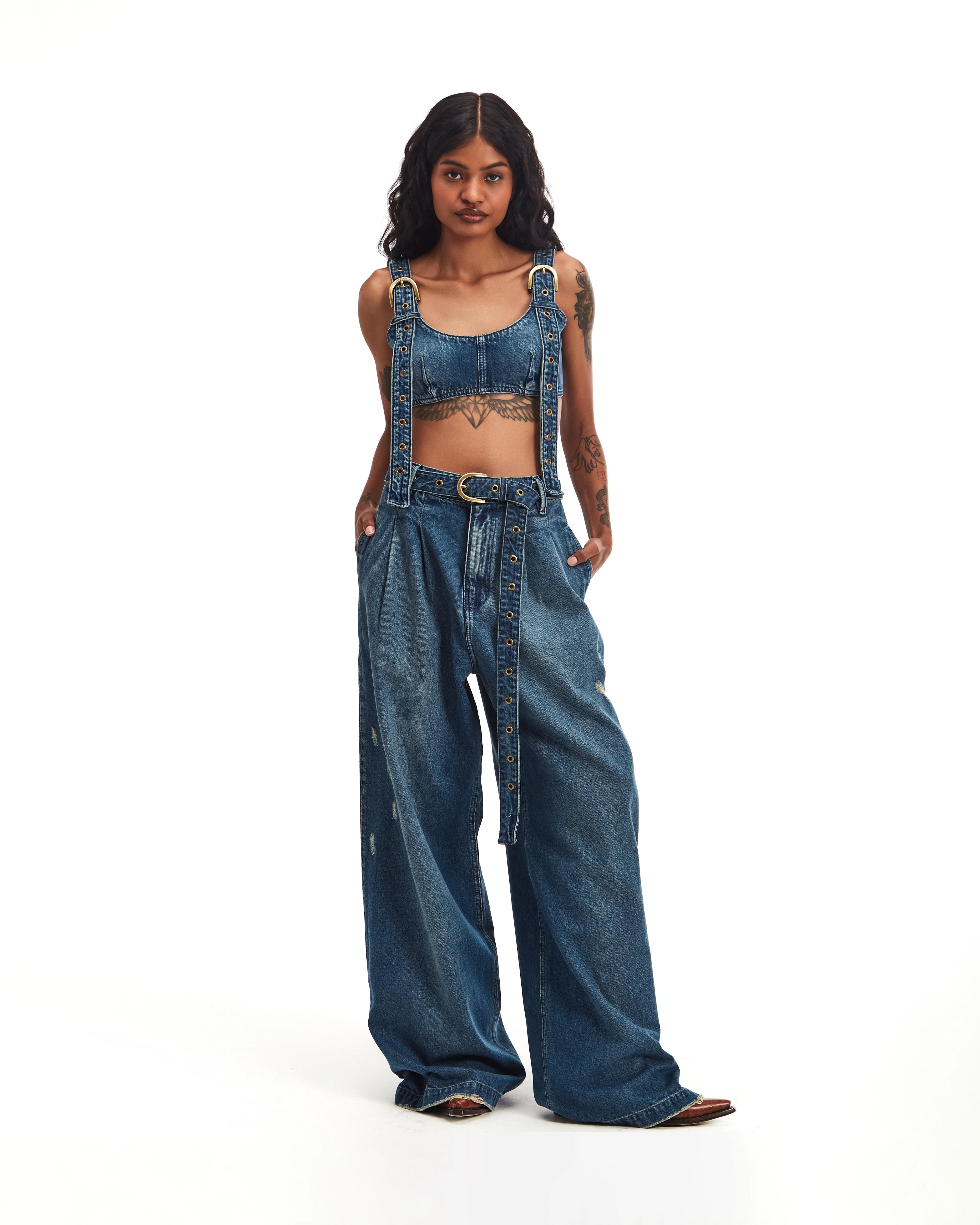 C03TOP02 - Top Ilhós Vintage Blue Denim