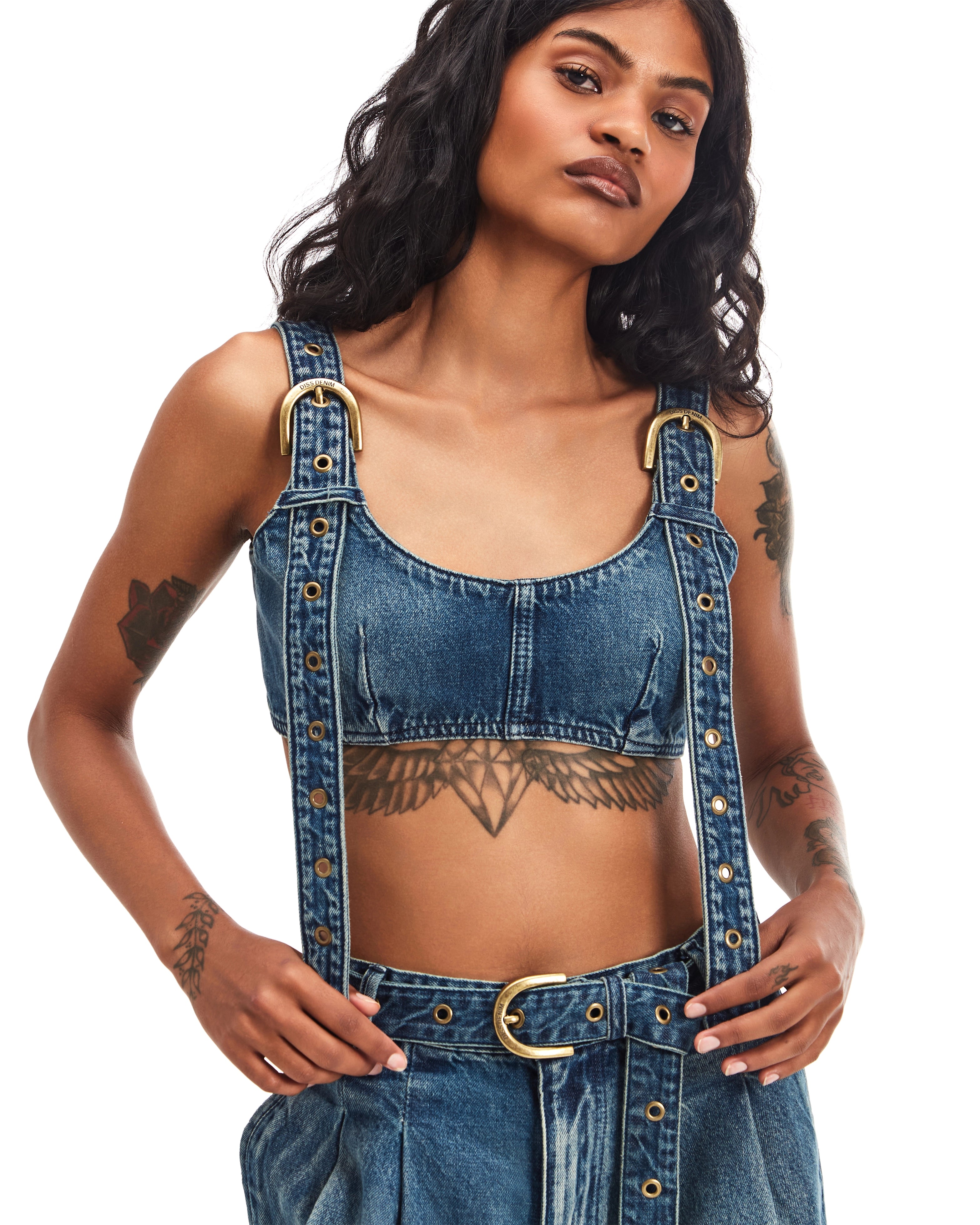 C03TOP02 - Top Ilhós Vintage Blue Denim