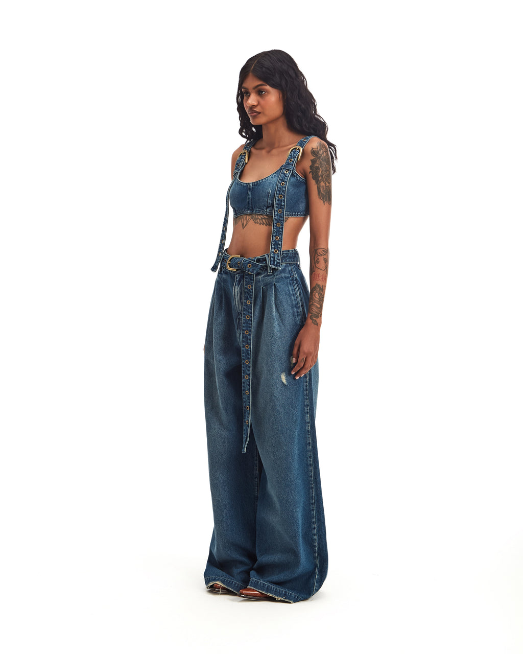 C03TOP02 - Top Ilhós Vintage Blue Denim