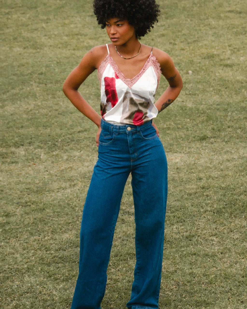 Calça Jeans Estrutura Bordado Verde