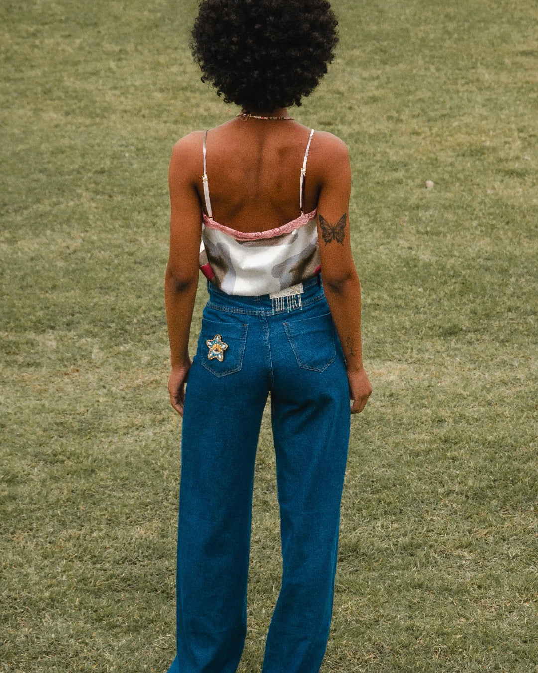 Calça Jeans Estrutura Bordado Estrela