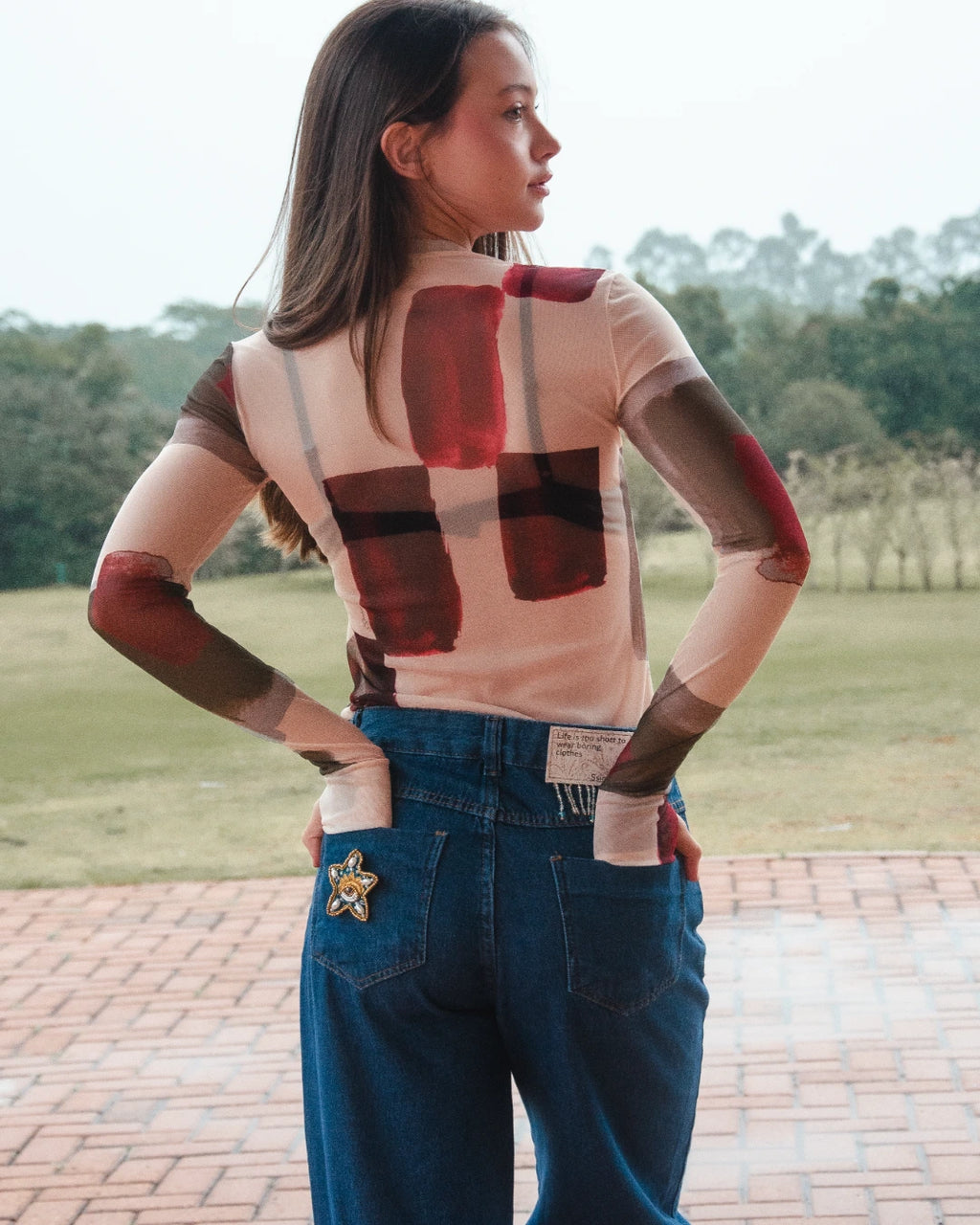 Blusa Tule Manga Longa Véu Ritmo