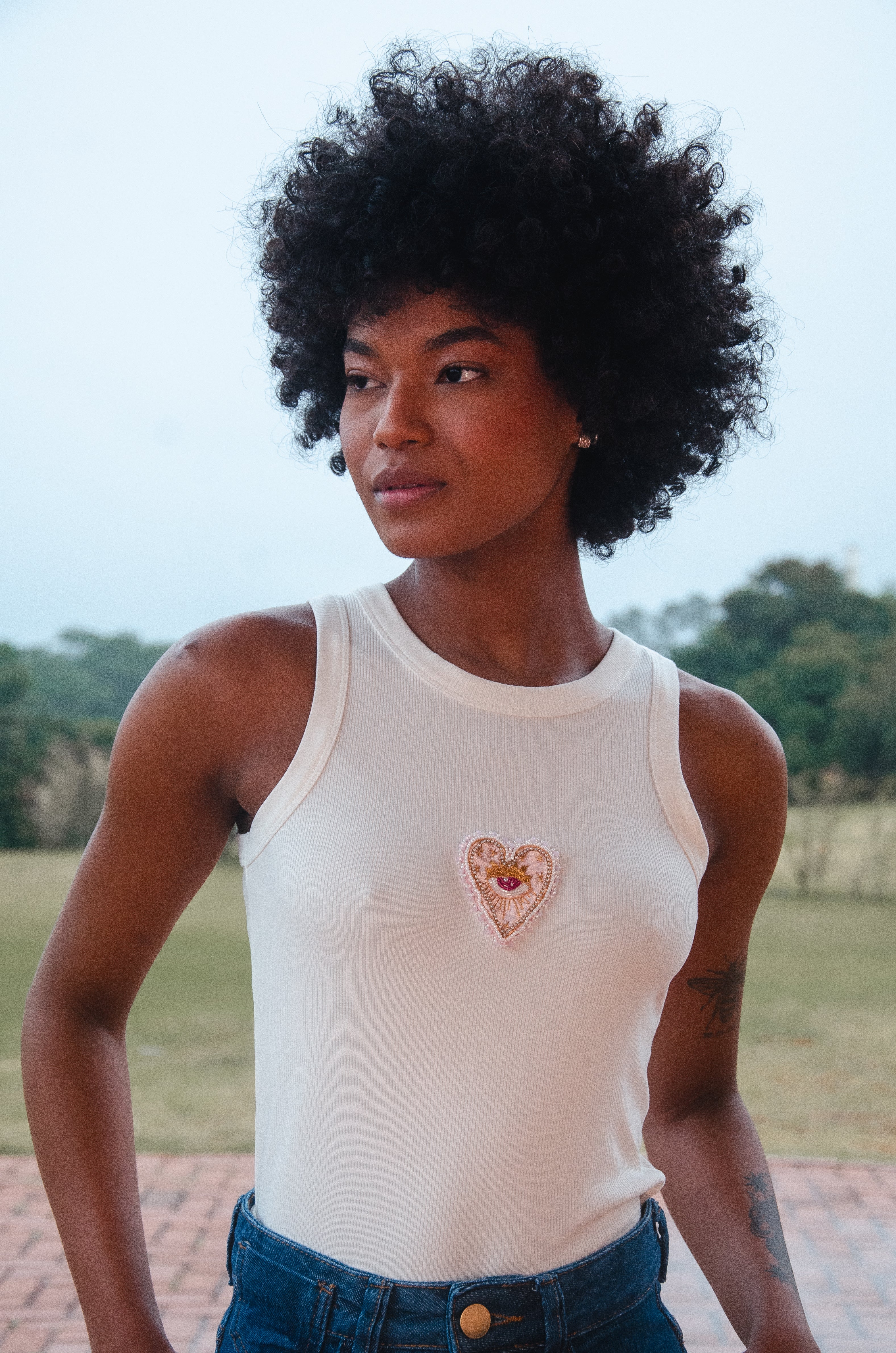Conjunto Calça Estrutura + Regata Bordado Branco