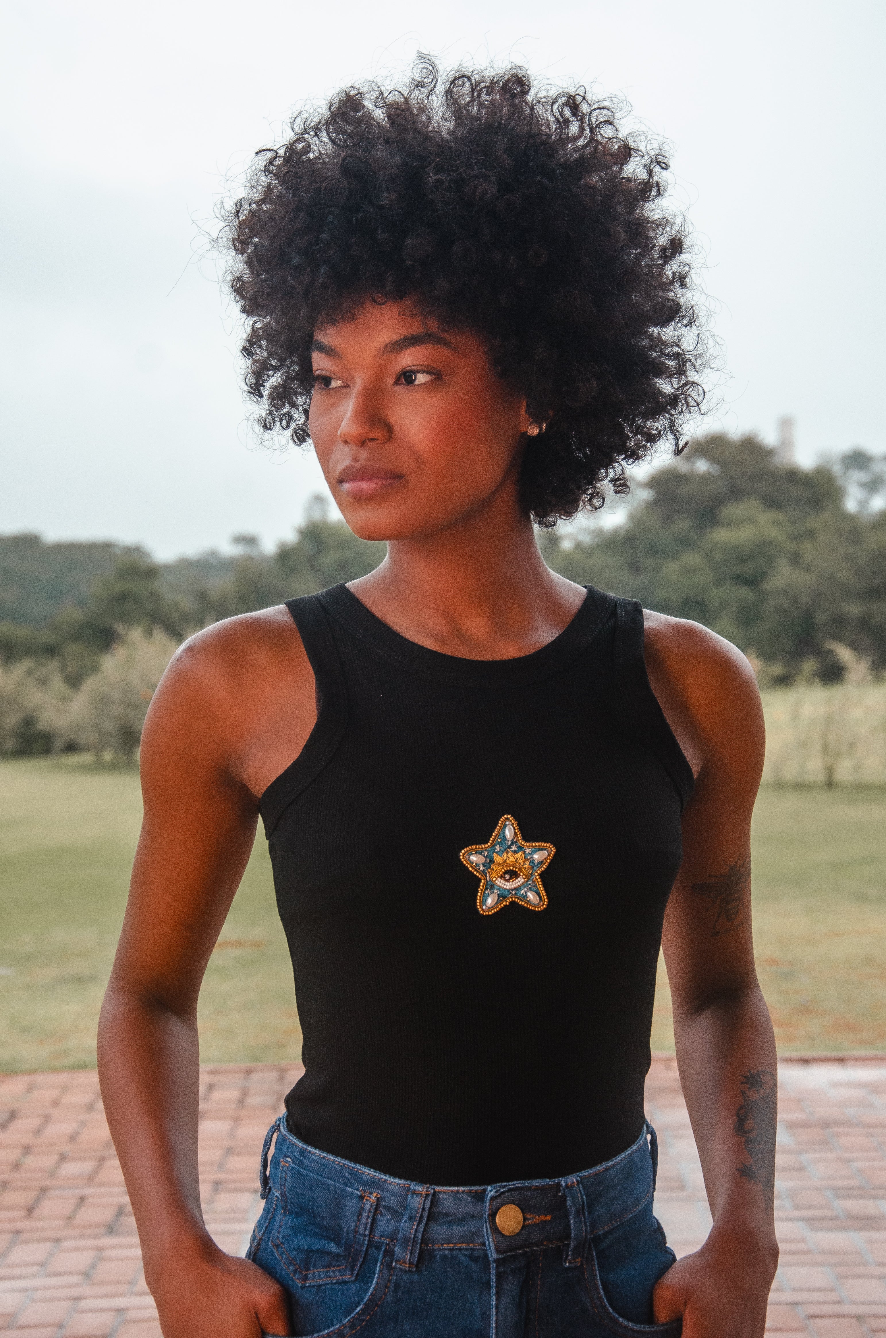 Conjunto Calça Estrutura + Regata Bordado Estrela