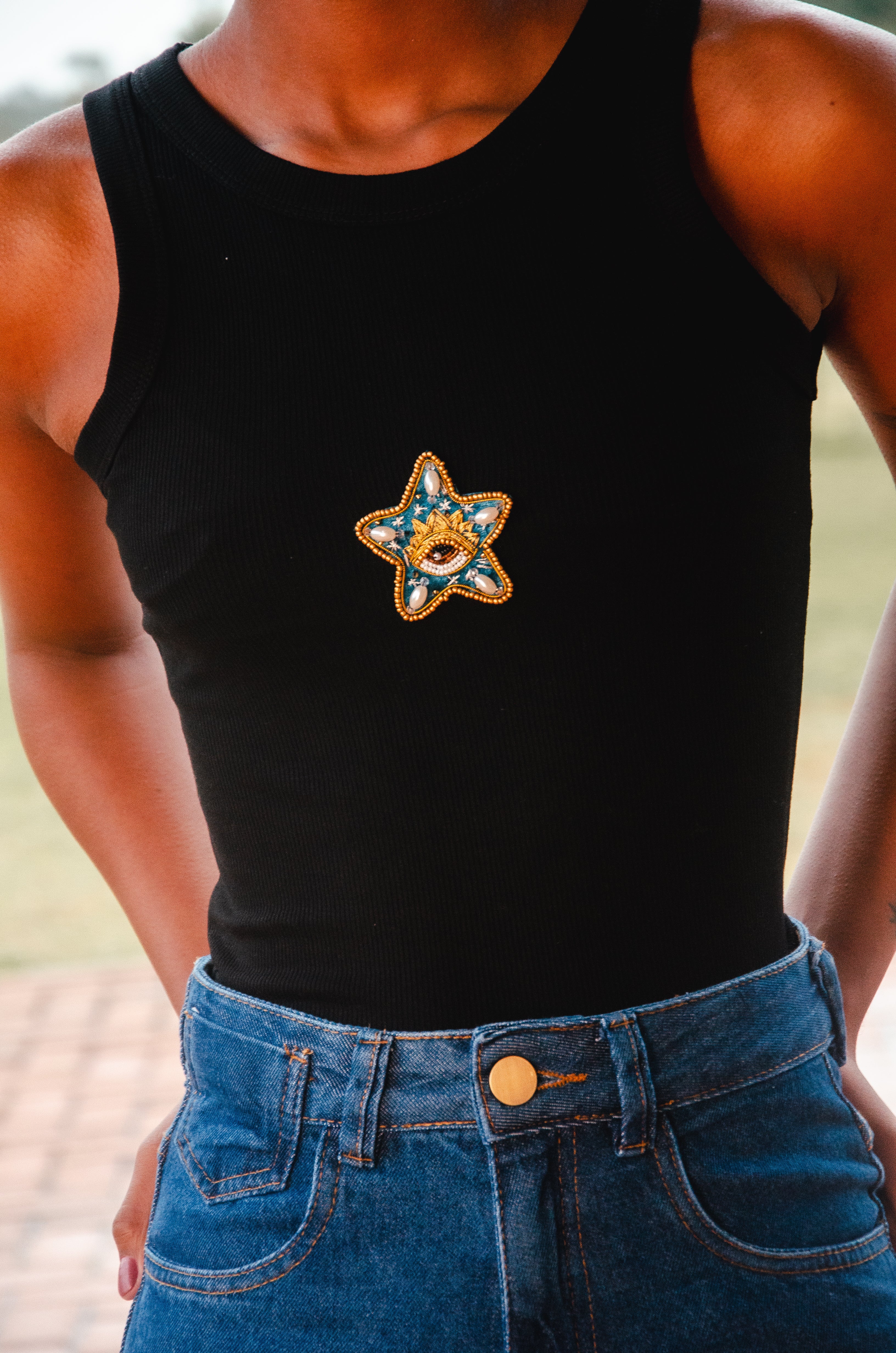 Conjunto Calça Estrutura + Regata Bordado Estrela