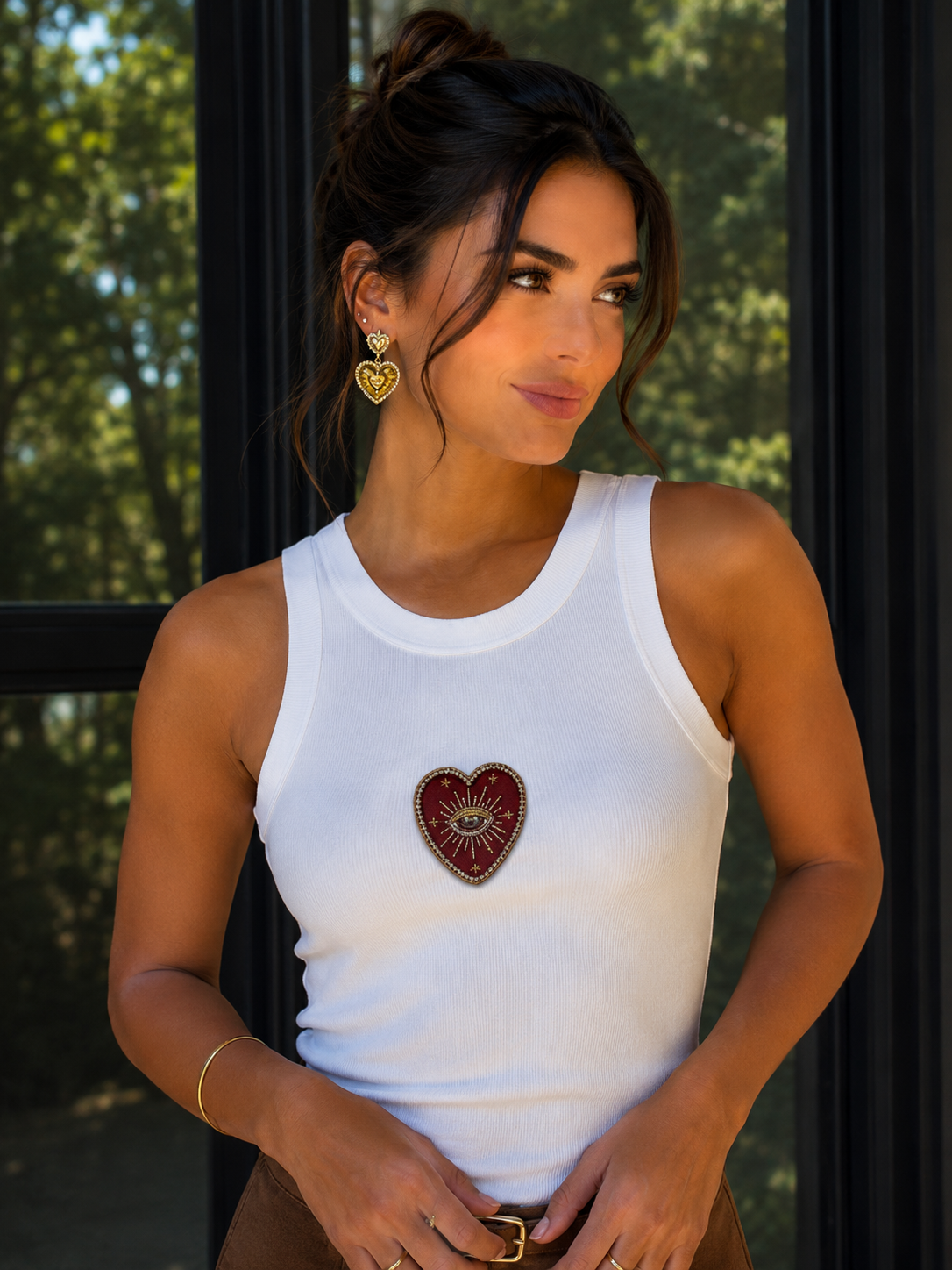 Conjunto Calça Estrutura + Regata Bordado Vermelho