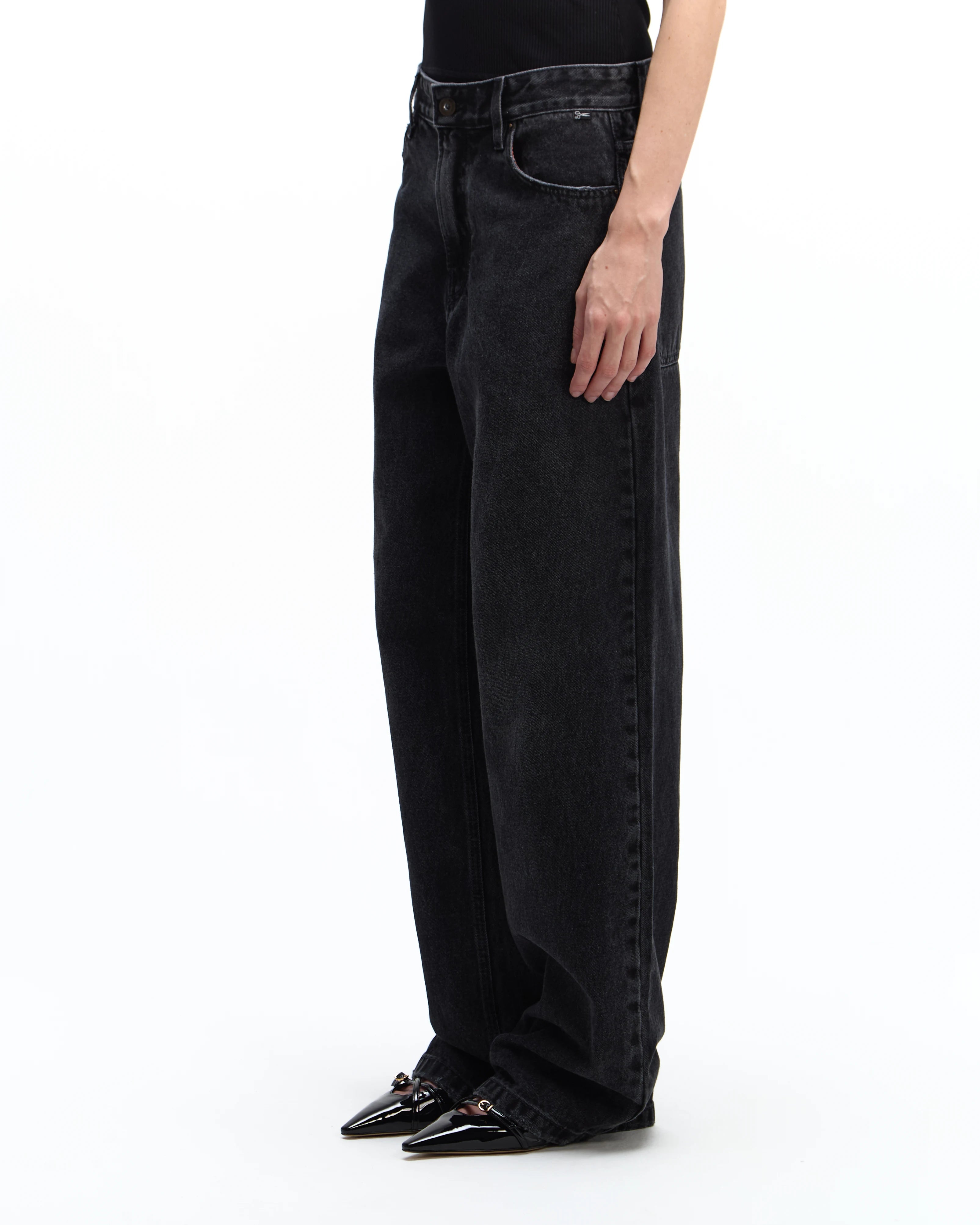 CLCAL01 - Calça Oversized Black Denim Stone