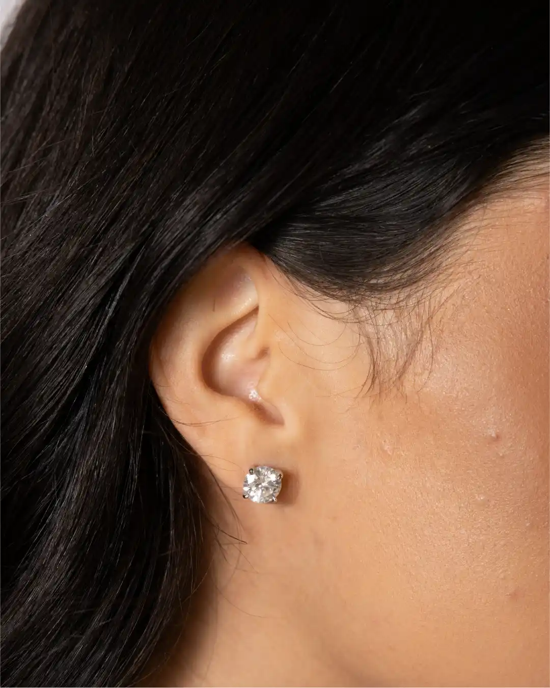 Brinco Ponto de Luz Moissanite 2 quilates (8mm)