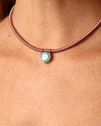 Colar Fio de Seda Rosé Pedra Amazonita