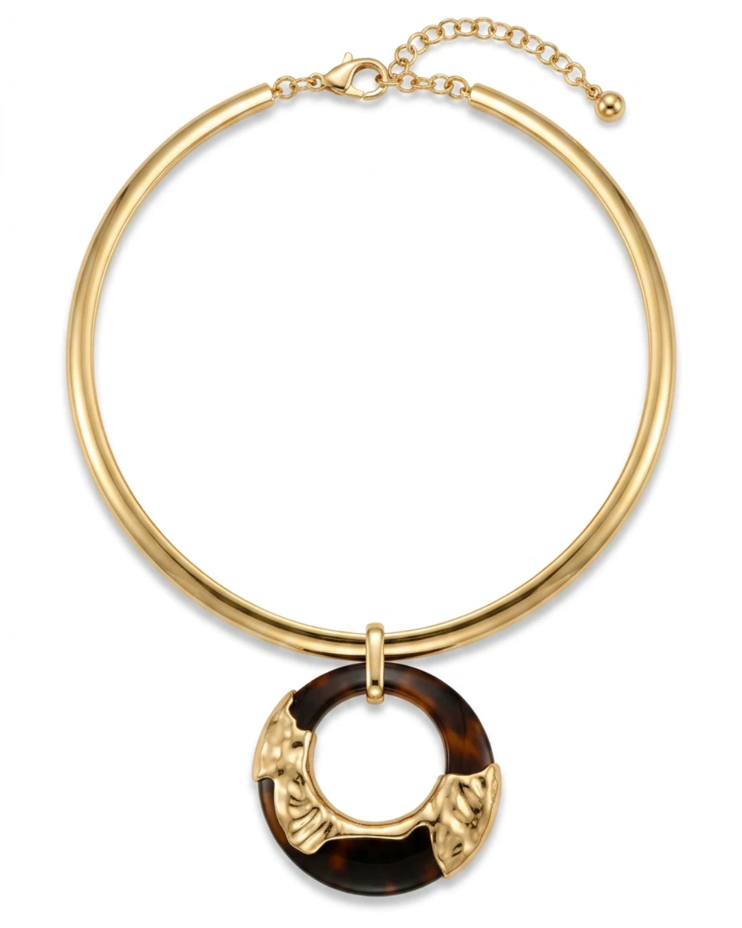 Colar Dourado com Pingente Argola Tartaruga