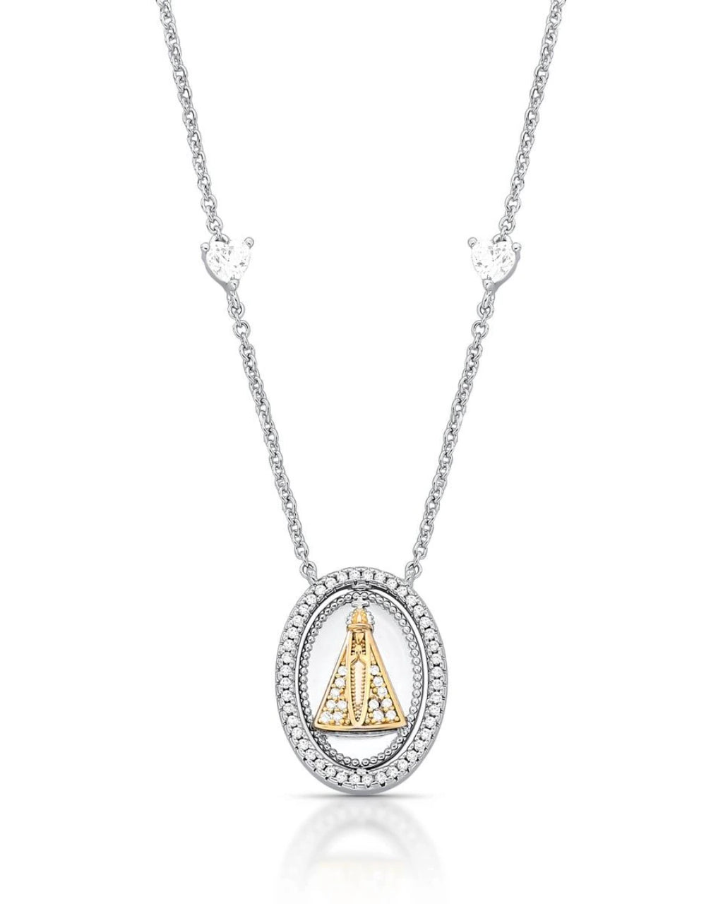 Colar Com Pingente Oval De Nossa Senhora De Aparecida