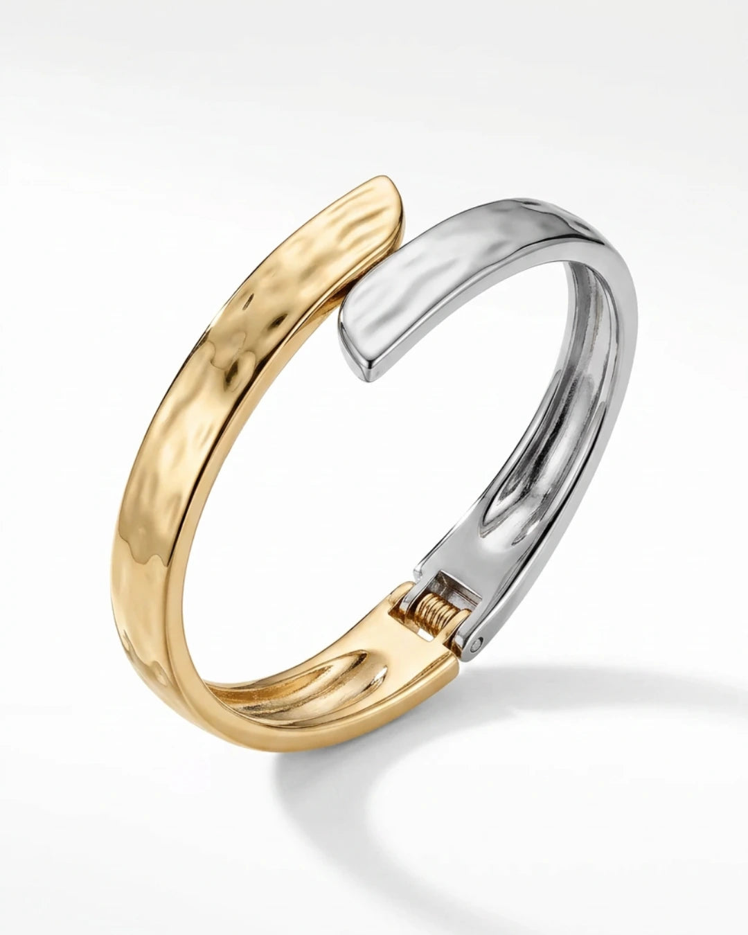 Pulseria Dura Silver Gold Canelada