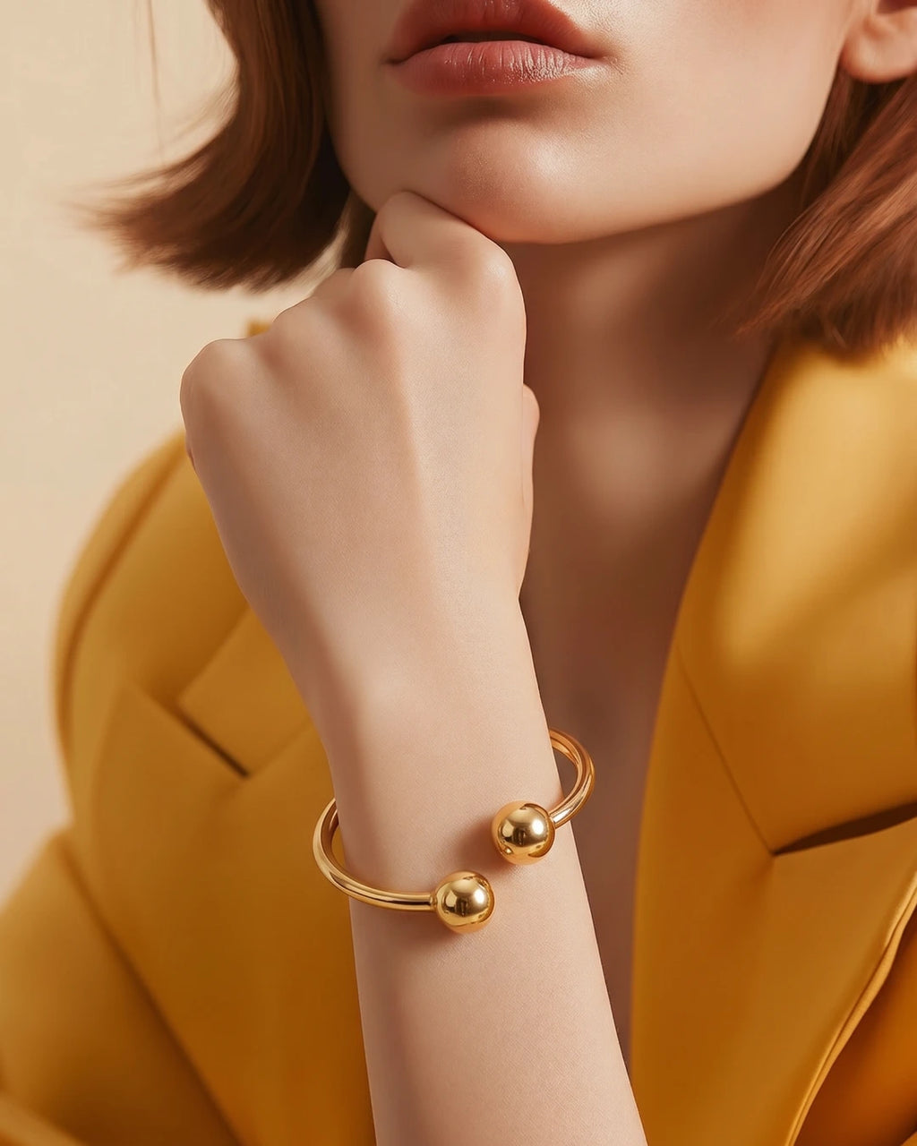 Pulseria Dura Bolinha Dourada