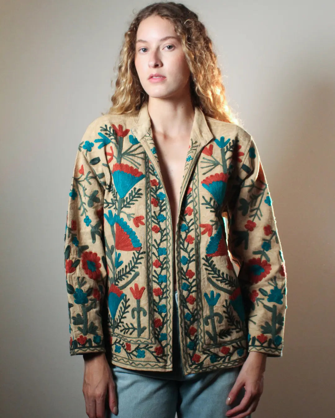 Jaqueta Beige Flowers