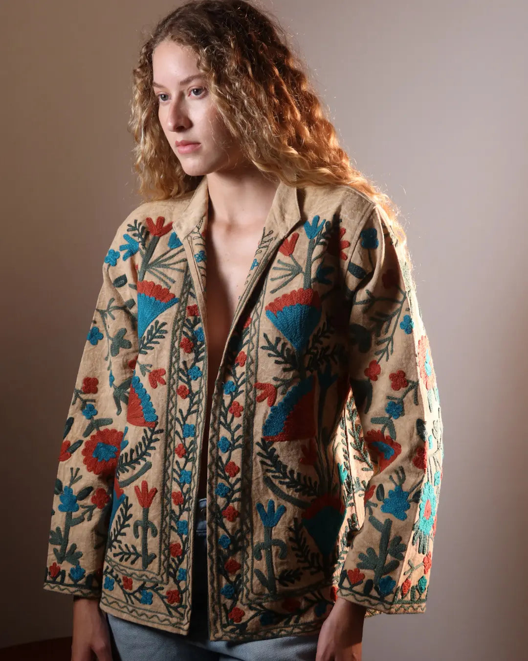 Jaqueta Beige Flowers