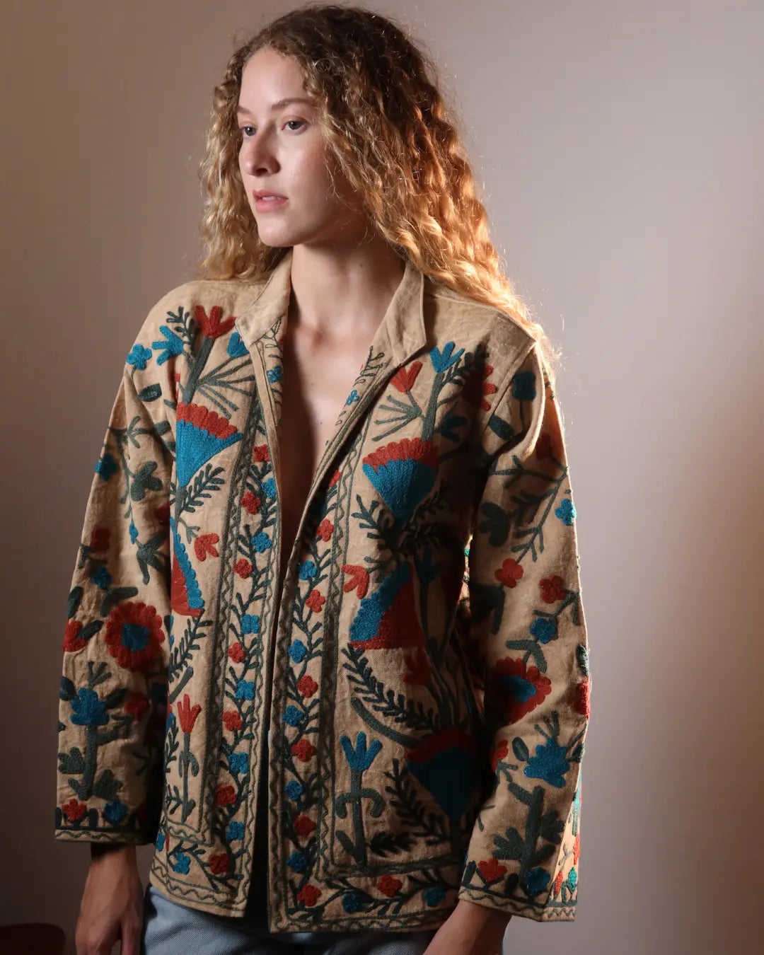 Jaqueta Beige Flowers