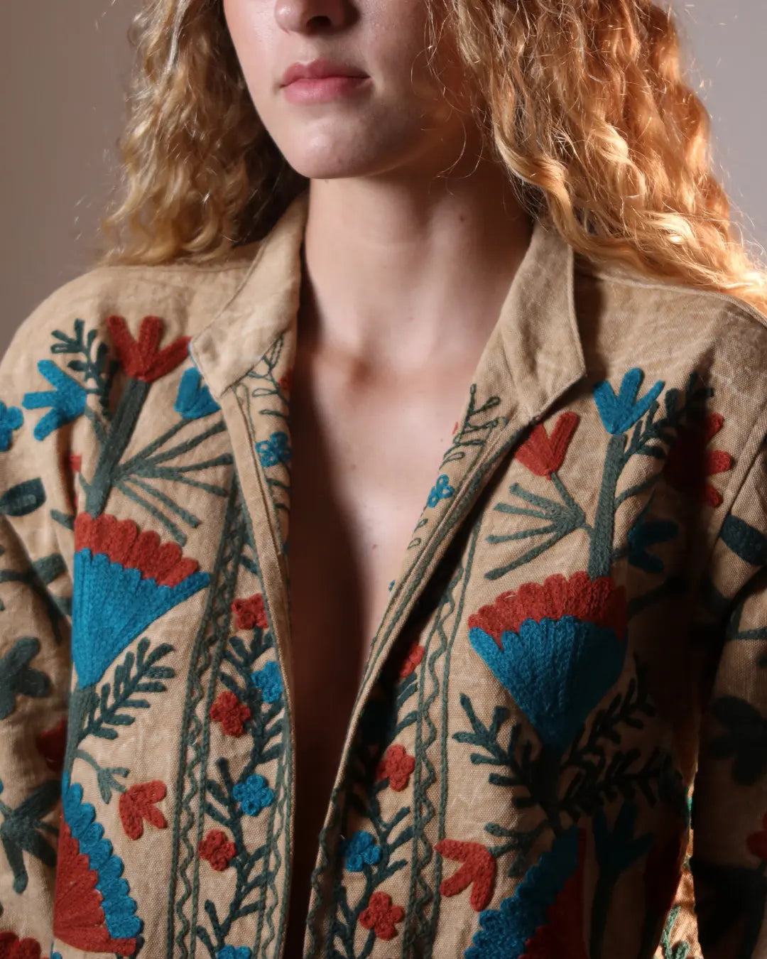 Jaqueta Beige Flowers