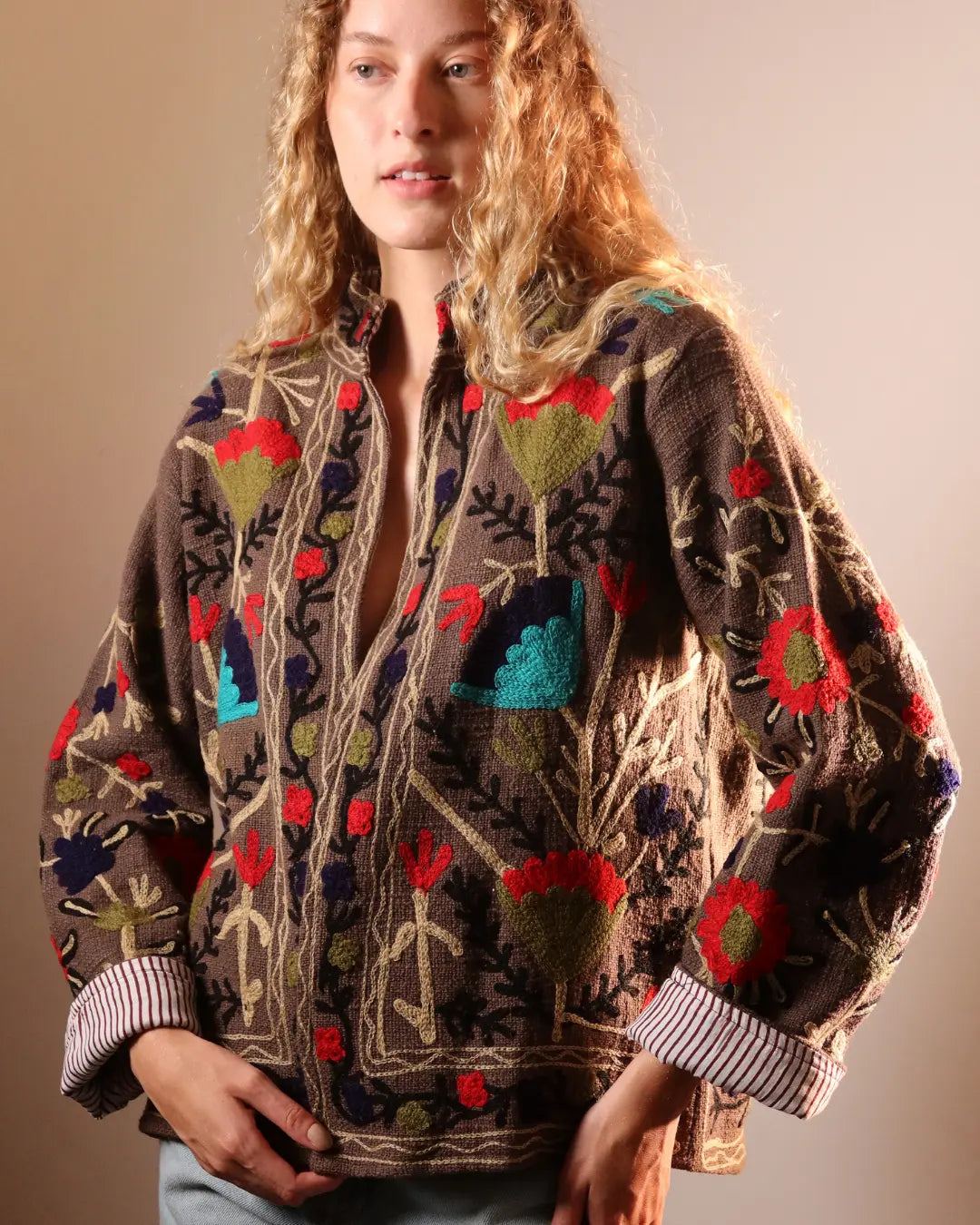 Jaqueta Brown Flowers