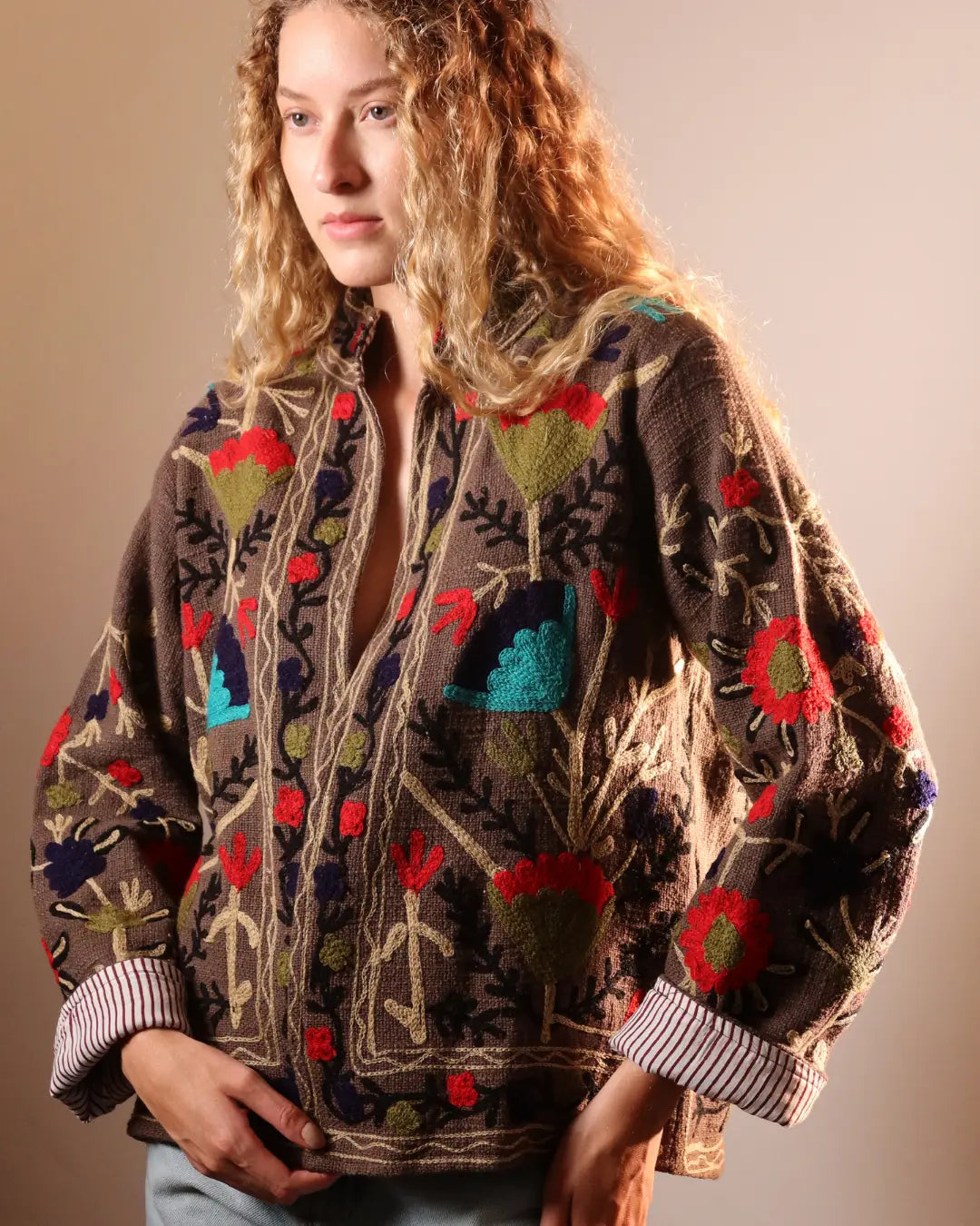 Jaqueta Brown Flowers