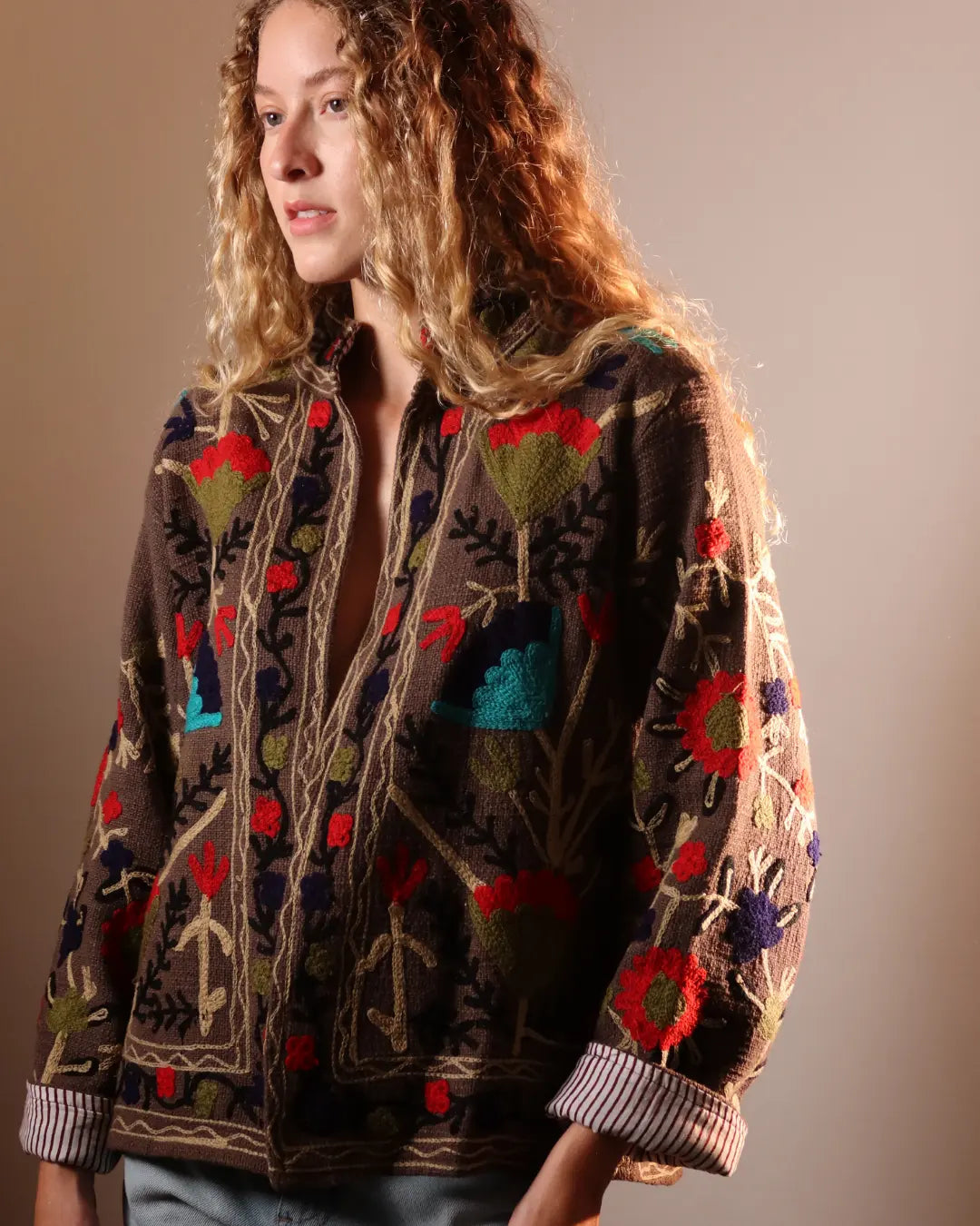 Jaqueta Brown Flowers