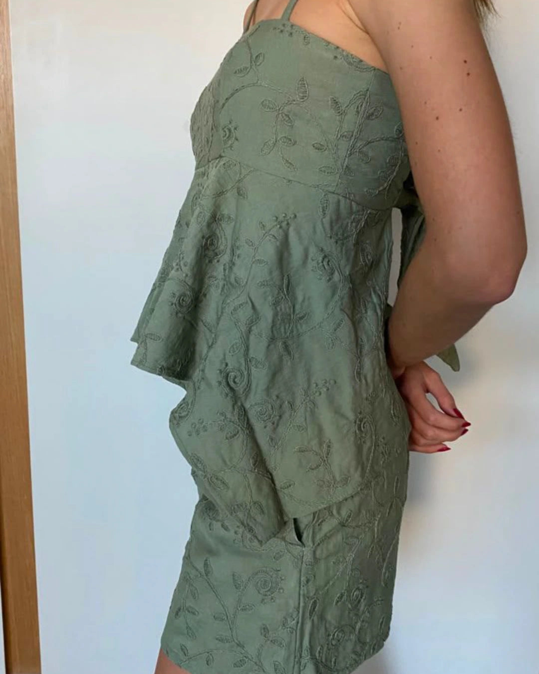 Shorts Bordado Espelho Chá Verde