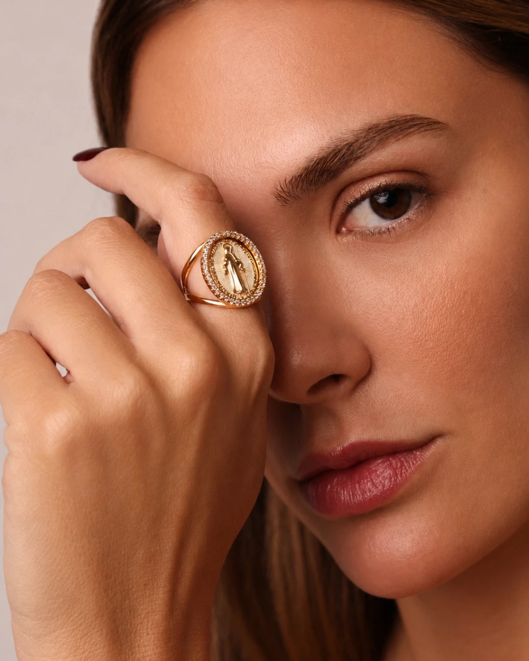 Anel ajustável Medalha Giratória Nossa Senhora