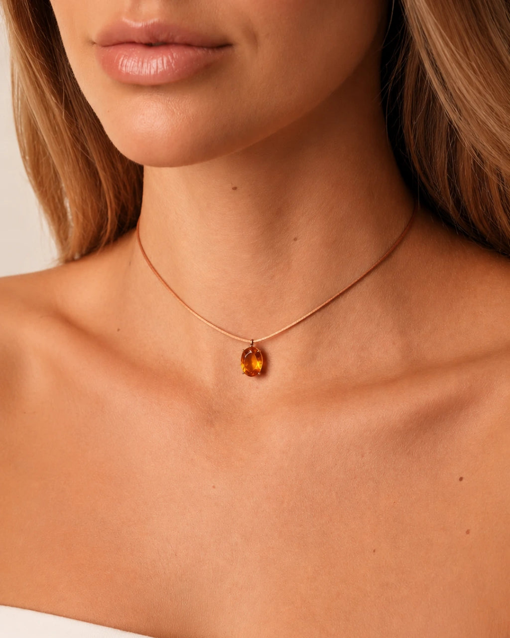 Chocker Fio de Seda Gota Oval