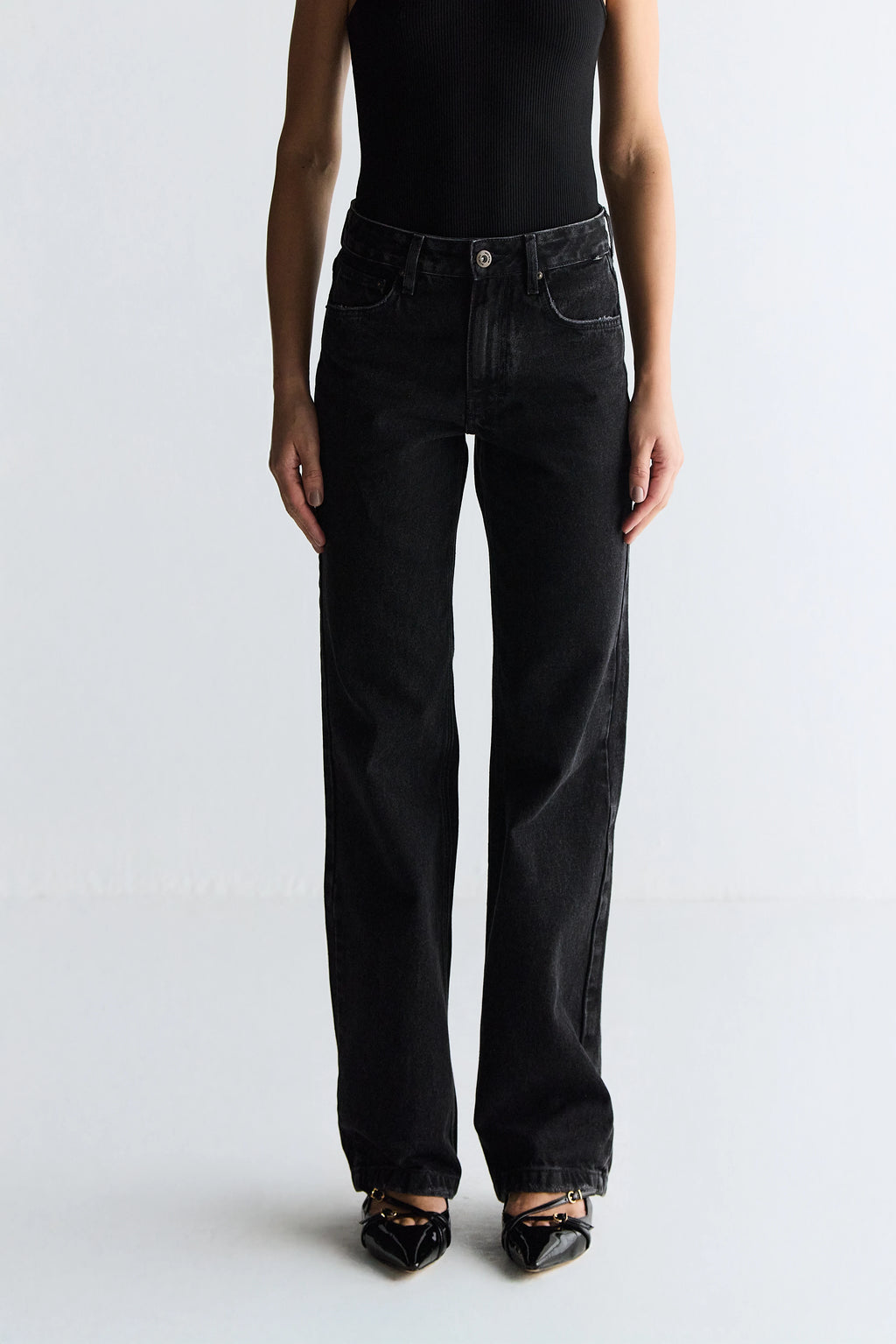 CLCAL03 - Calça Reta Black Denim Stone