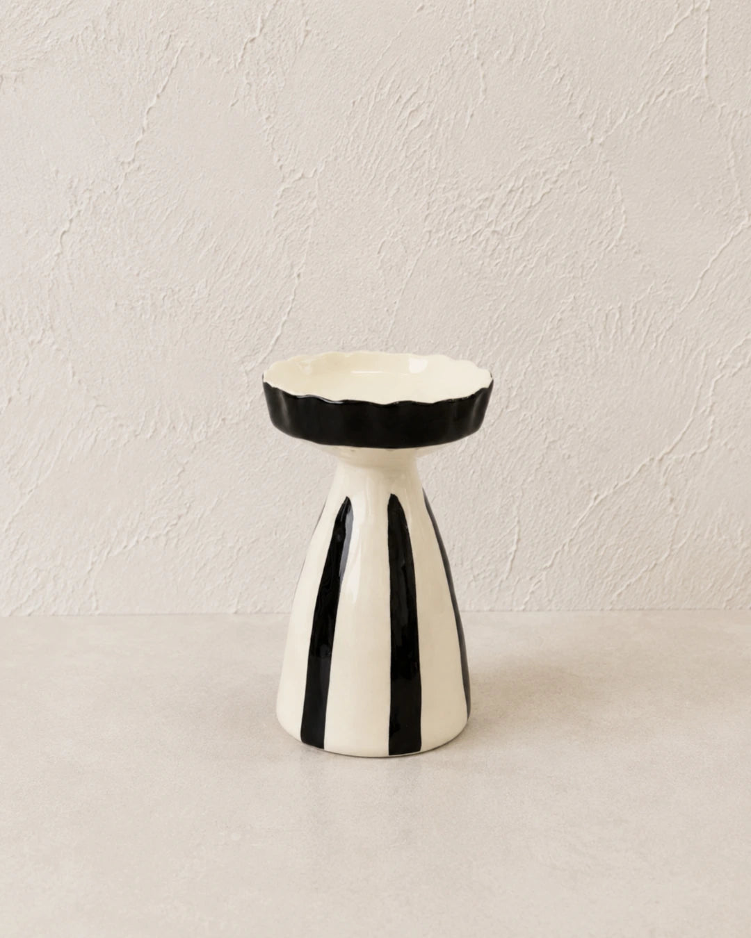 Castiçal de Cerâmica Branco e Preto