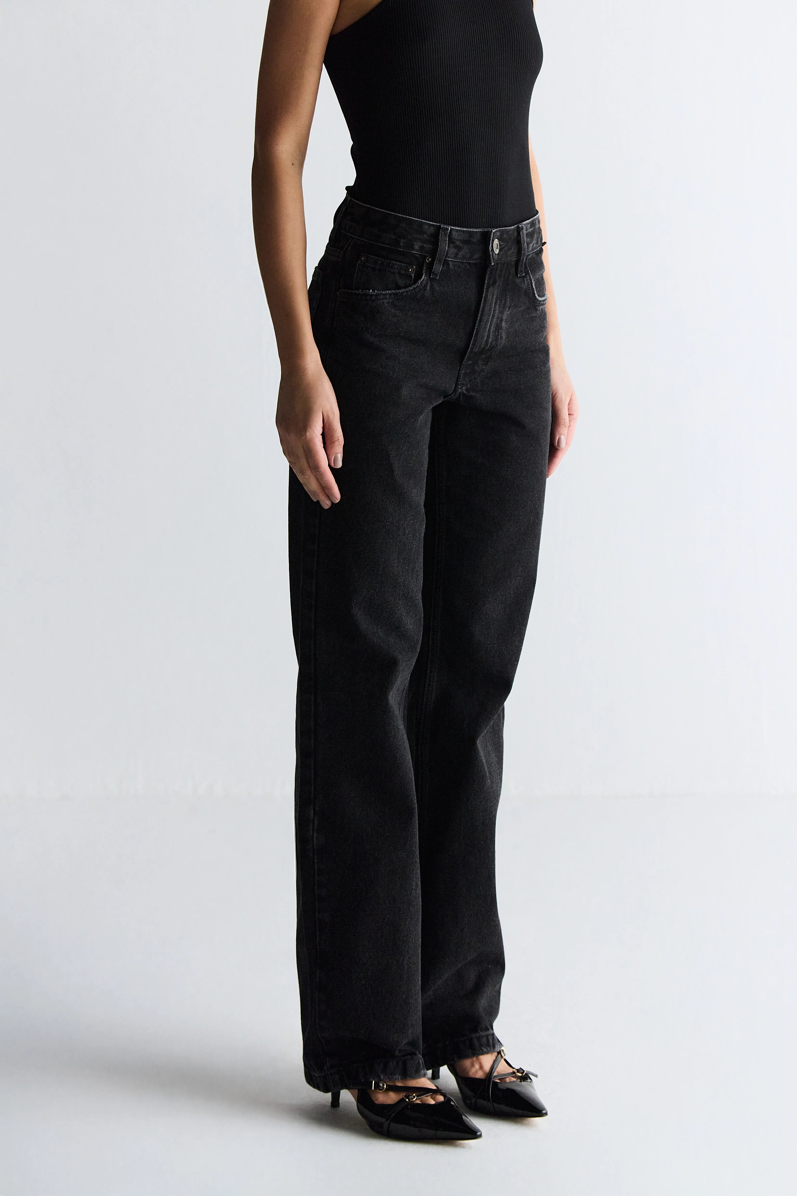 CLCAL03 - Calça Reta Black Denim Stone