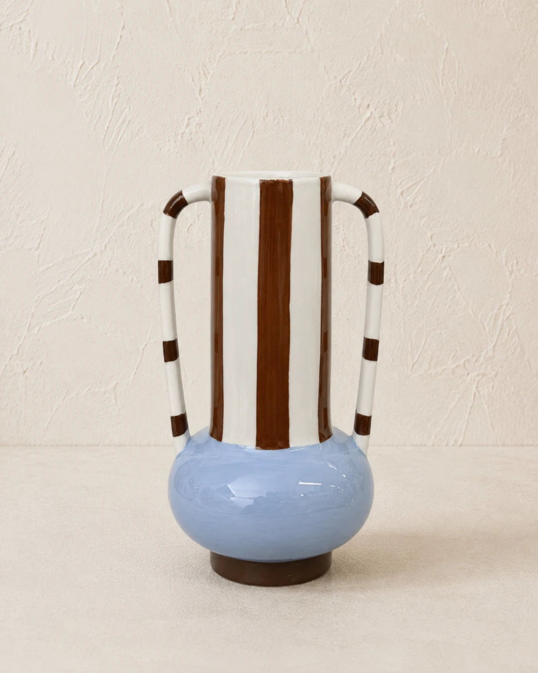 Vaso de Marrom, Branco e Azul