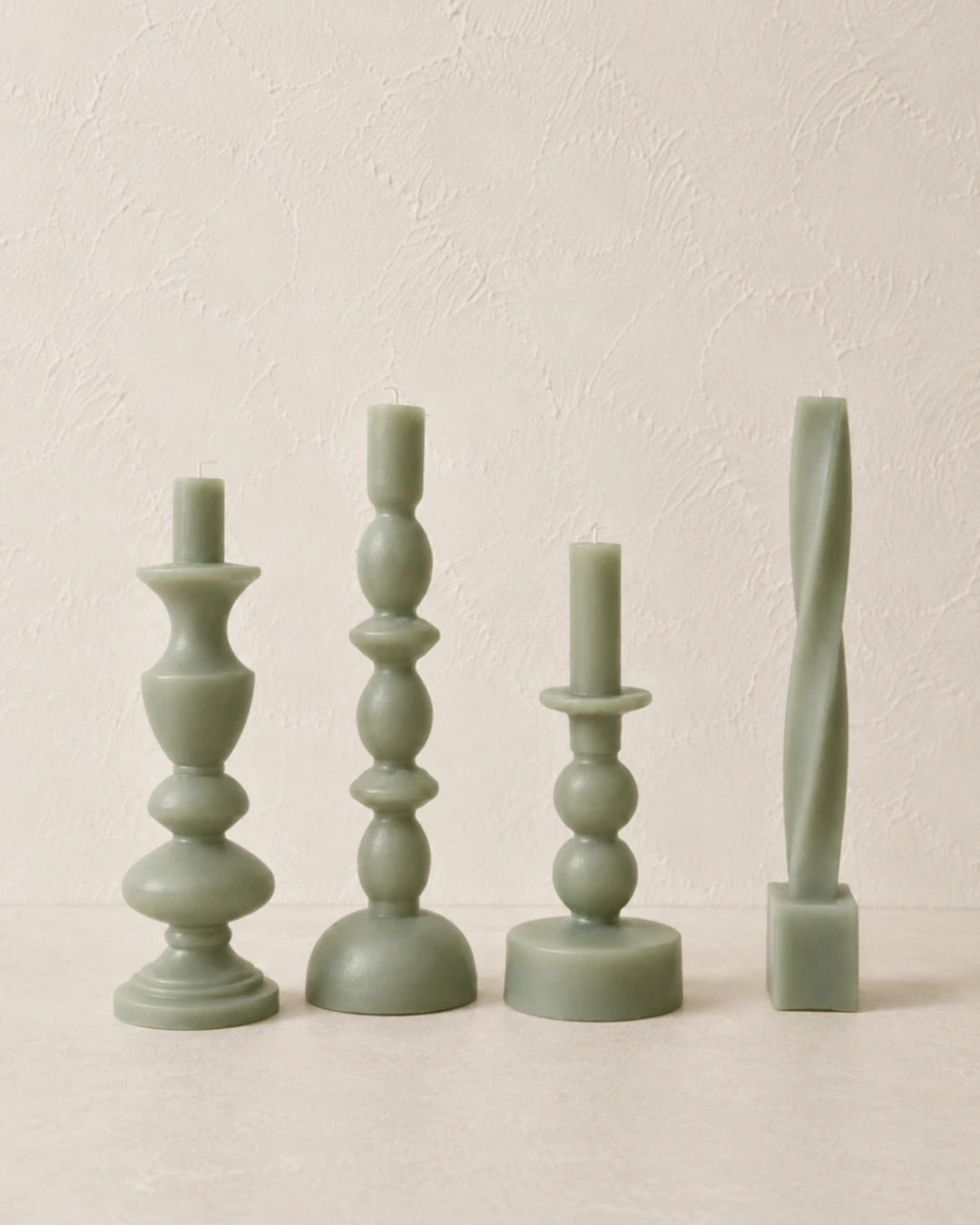 Set 4 Velas Escultura Verde